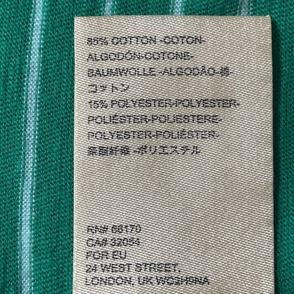 By Anthropogie Kelly Green White Stripe T-shirt Ruffled Back Sz SMALL Preppy - Picture 7 of 8
